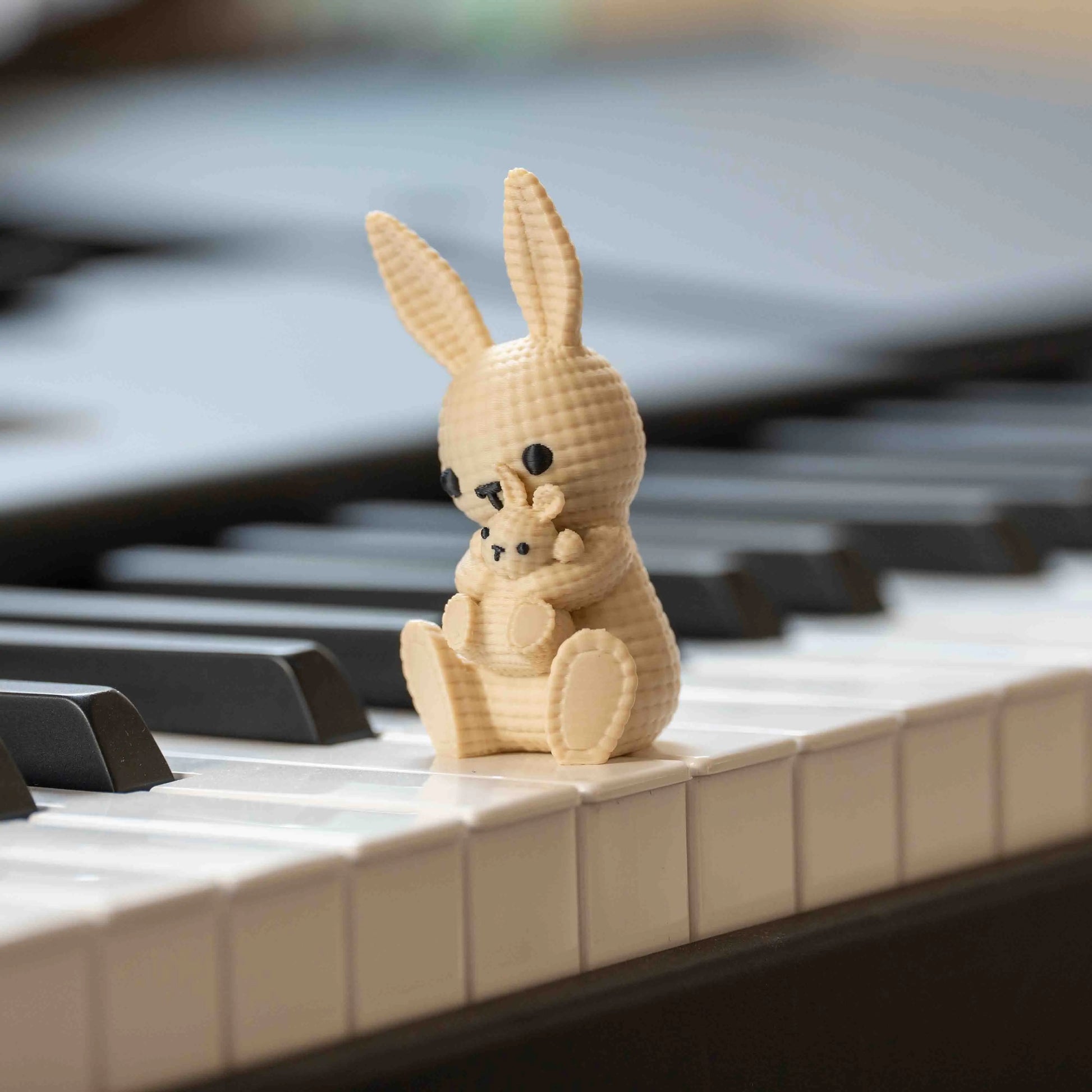 Mama-Häschen mit Baby in Strickoptik